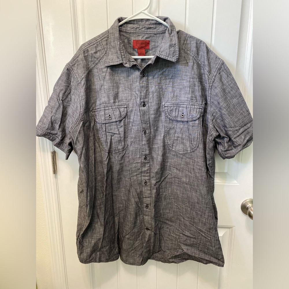 The Foundry Supply Co double breasted pocket button up. Men’s 2XLT. Dark Grey